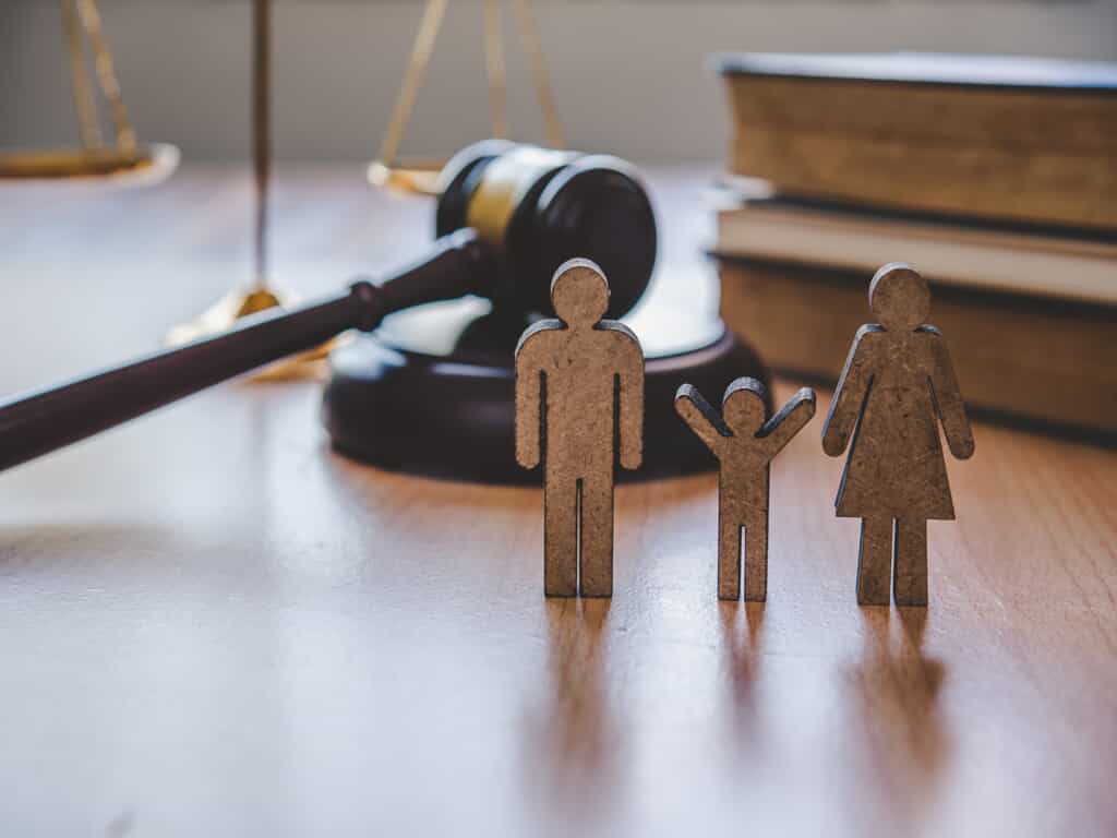 gavel and wooden family